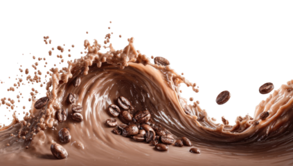 Coffee splash wave, with beans