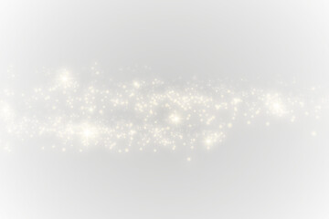 Fototapeta premium PNG glowing christmas sparkle with white and gold flare combined with shining stardust particles and bokeh effect on isolated vector background perfect for new year celebration card design