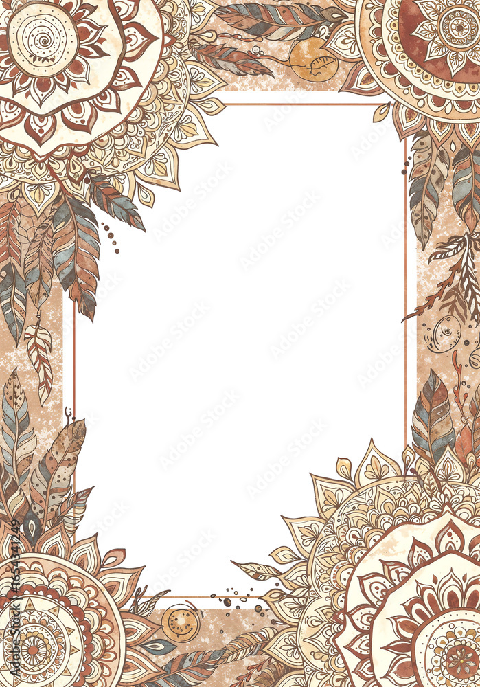 Poster frame with decorative mandala patterns . generative ai