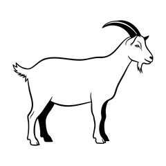 Obraz premium goat monochrome clip art illustration profile view