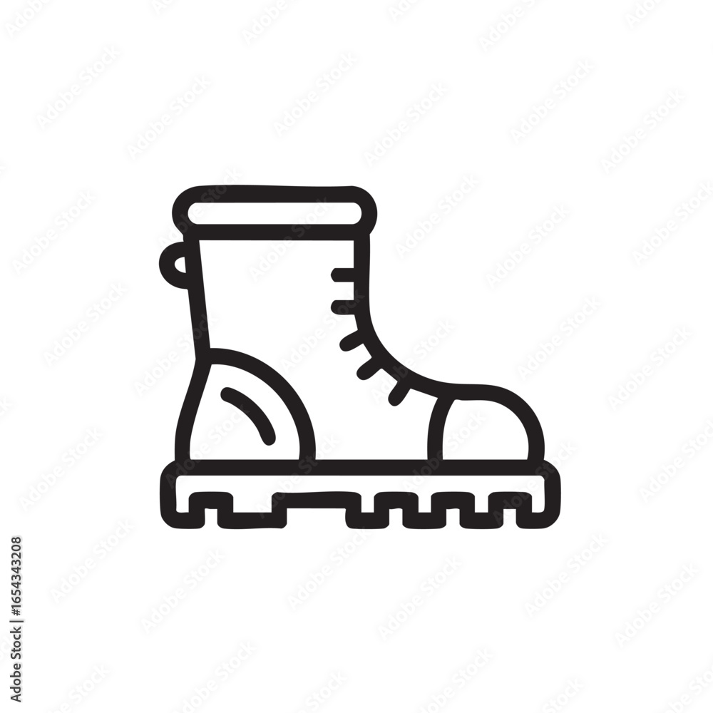 Poster a simple line drawing of a work boot.