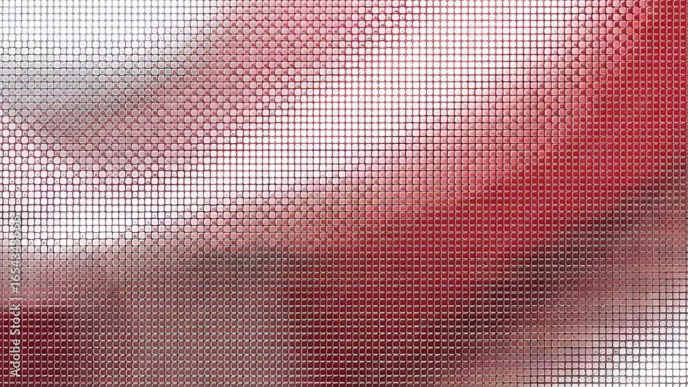 Poster abstract red and white grid pattern with smooth textural layers and depth