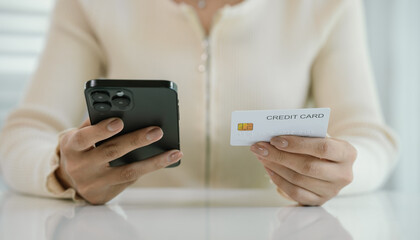 A businesswoman uses her laptop for online banking and e-commerce, managing payments, shopping, and financial transactions in cyberspace, reflecting modern technology, digital security, investment, an