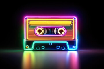 Neon cassette tape graphic