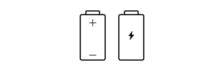 Bettery vector icon set. Batteries plus and minus icons EPS 10