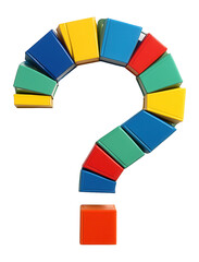 Obraz premium Colorful books arranged in a question mark shape.