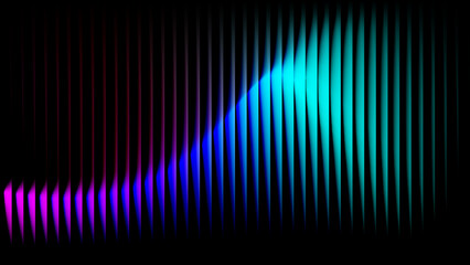 Futuristic abstract design featuring glowing neon waves in purple, blue, cyan tones with vertical gradient lines. Perfect for banners, header, wallpapers, modern presentation and creative project.