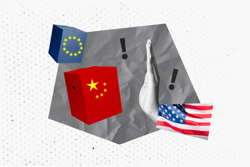 Composite design artwork photo collage of geo politics international relation diplomacy sleeve usa...