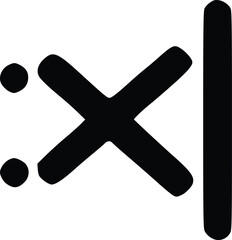 Obraz premium Simple black graphic symbol of a cross with a vertical line.