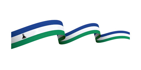 Waving lesotho flag ribbon against transparent background symbolizing national pride and identity