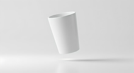 Floating white tumbler cup mug mockup with blank space on a white background