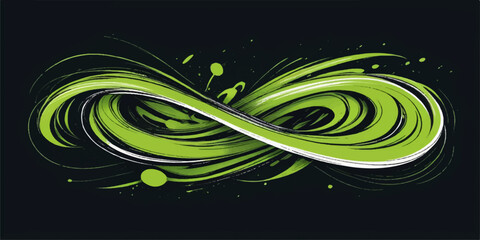 Abstract green floral background with butterflies and decorative elements