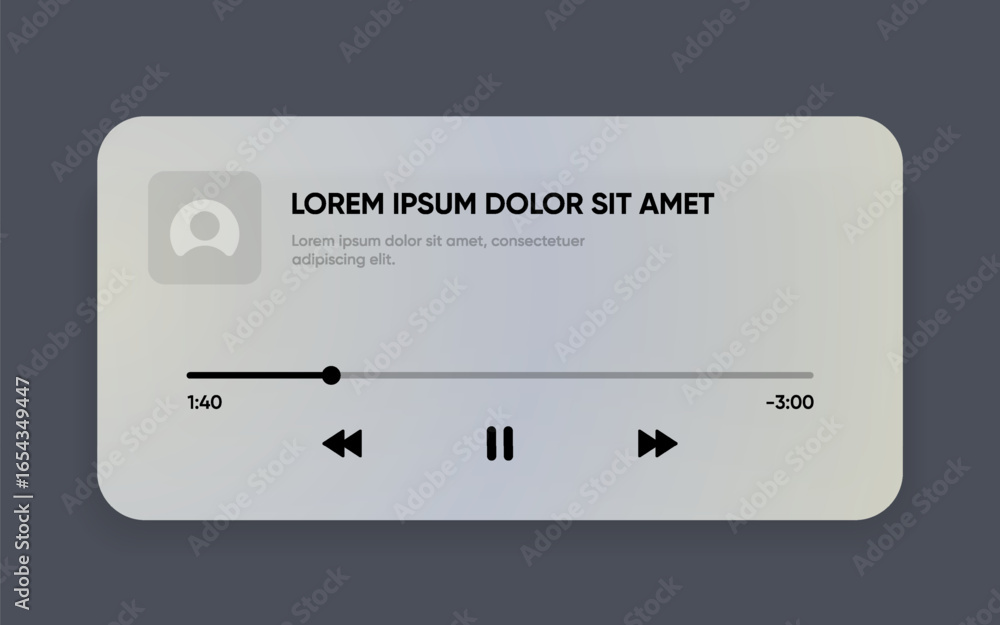 Aufkleber media music player interface isolated on white background. multimedia frame template. mockup live st