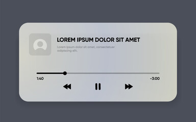 Media music player interface isolated on white background. Multimedia frame template. Mockup live stream window, player. Online broadcasting. Multimedia navigation and music application. © Carkhe