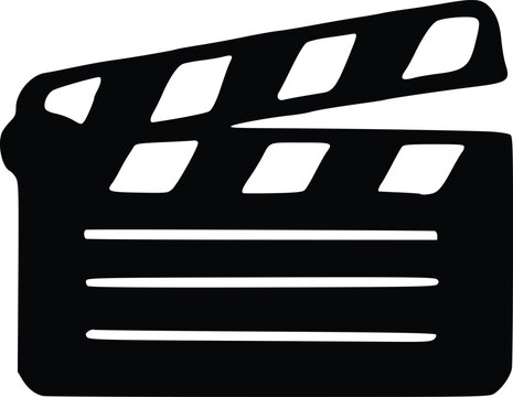 Black and white clapperboard, film production symbol, open, ready to shoot.