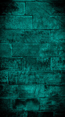 Close up photo of a aqua stone brick wall with rectangular block pattern. The rough textured surface gives a rustic, strong, and vintage appearance. Suitable for background, wallpaper, design element