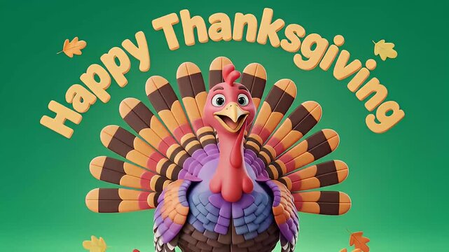 happy thanksgiving cartoon turkey greeting - Powered by Adobe