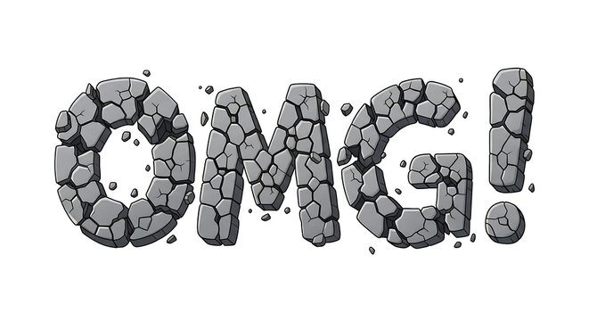 OMG Text Made of Cracked Stone Blocks