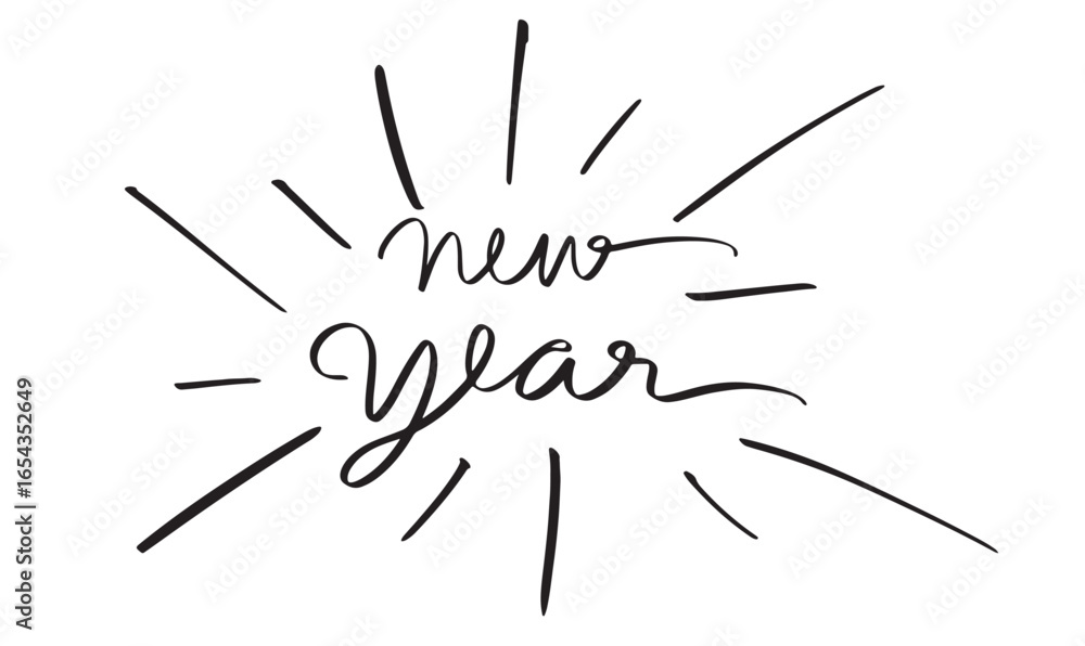 Poster new year text font calligraphy hand written lettering script object message word happy new year merr