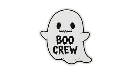 Fototapeta premium Spooky cute ghost with 'Boo Crew' text, perfect for Halloween party invitations, apparel, or festive decorations