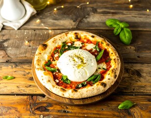 Delicious pizza with burrata