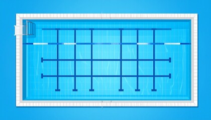 Aerial view of a pristine swimming pool showcasing its clear blue water and lane markings