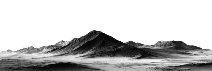 Gray-scale landscape of mountainous terrain