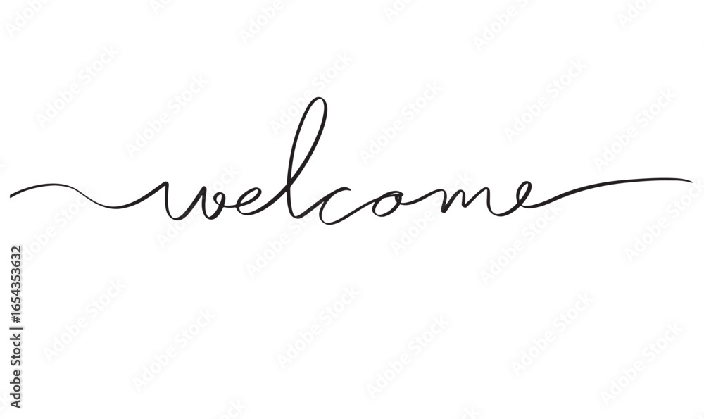 Poster welcome text font calligraphy hand written lettering script black color object message word welcome 