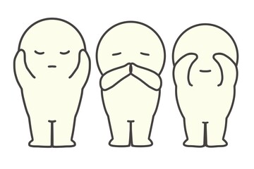 Don't see, don't speak, and don't hear the bad things about people.
Japan's “three monkeys.”