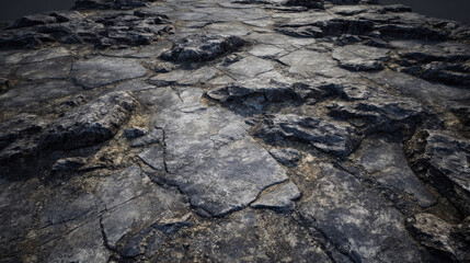 Cracked cobblestone terrain with fragmented surface used in disaster visualizations or post-apocalyptic environmental storytelling