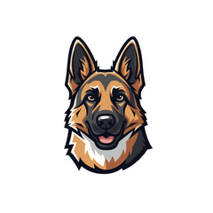 German Shepherd Mascot Logo With Confident Expression, Bold Cartoon Outline