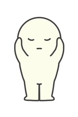 A simple full-length portrait of a person covering their ears so they can't hear.