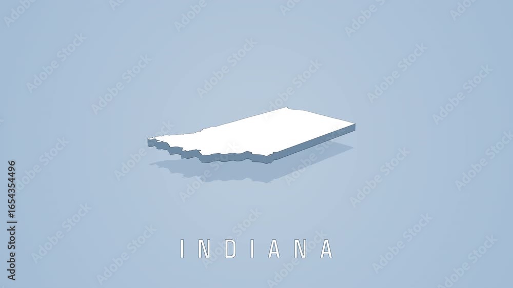 Poster indiana map rotating on solid background