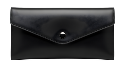 Flat envelope pouch with button detail, isolated on white background