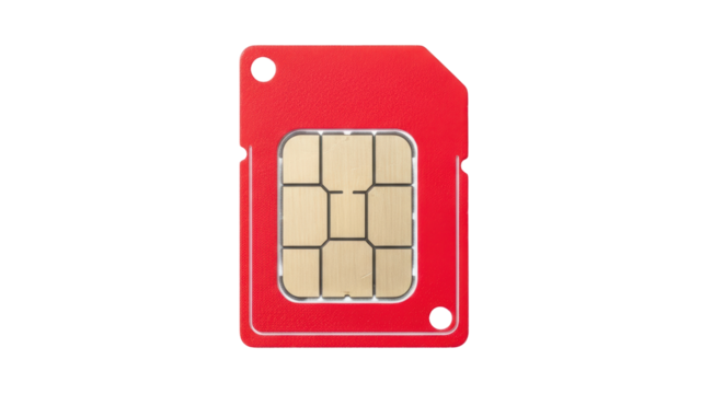 Isolated Red SIM Card