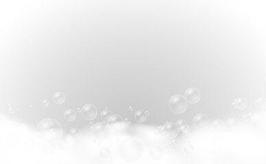 PNG abstract floating bubbles set with transparent background and three-dimensional soap design including shiny sphere, bright concept, nature elements and fun cosmetic shampoo theme