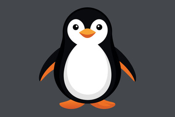 Fototapeta premium Penguin cartoon illustration on white background and beach scene vector art