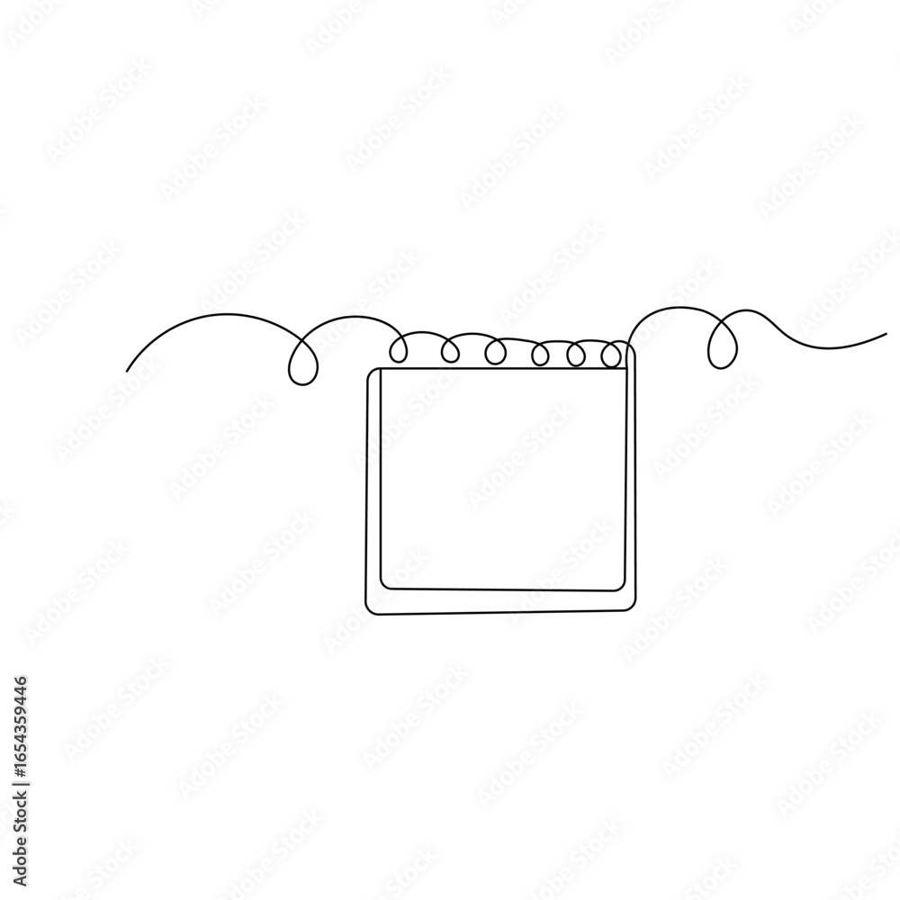 Poster table calendar single line art, continuous one line drawing of isolated outline vector icon