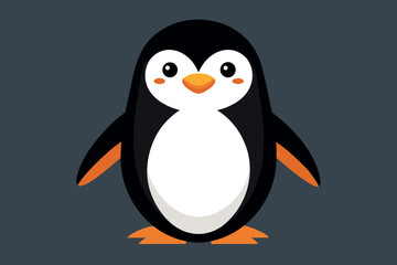 Fototapeta premium Cute cartoon penguin on beach and snow illustration