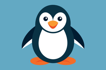 Obraz premium It captures the main elements: penguin, snow, ice, cartoon style, and winter theme