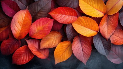 Fototapeta premium Autumn leaves in vibrant hues