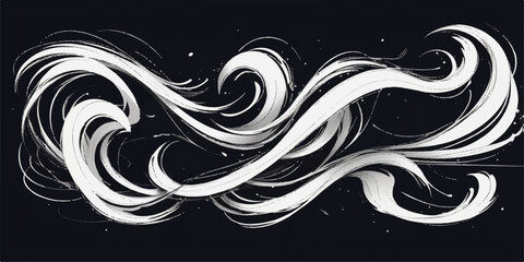 Fototapeta premium Abstract floral pattern vector illustration with black and white swirling leaf and tribal shapes