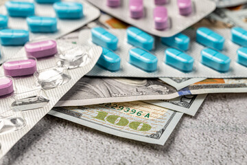 Variety of medicines and drugs.Medicine and healthcare concept.Variety of medicines and...