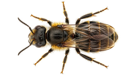 Isolated Small Black and Yellow Bee
