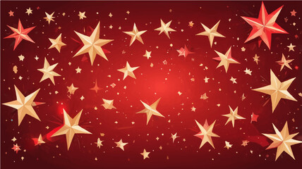 Abstract red starry background with glowing lights and festive design