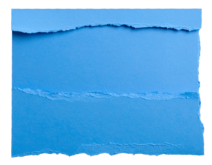 Torn paper edge, ripped blue sheet with realistic texture, visible creases, delicate wrinkles, frayed borders, natural imperfections, soft shadows, rough surface, organic shape, handmade appearance, a