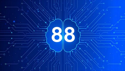 Digital brain icon representing artificial intelligence on a futuristic circuit board background, symbolizing advanced computing, data processing, and technology innovation