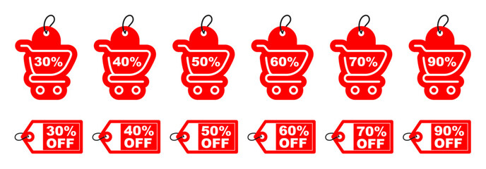 Set of new stickers, sale tags and labels. Shopping stickers and badges for merchandise and promotion, special offer, new collection, discount etc. Red stickers for web banners