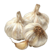 Obraz premium Three whole heads of garlic, light beige color, clustered