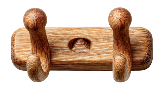 Double Hook Wooden Wall Mount